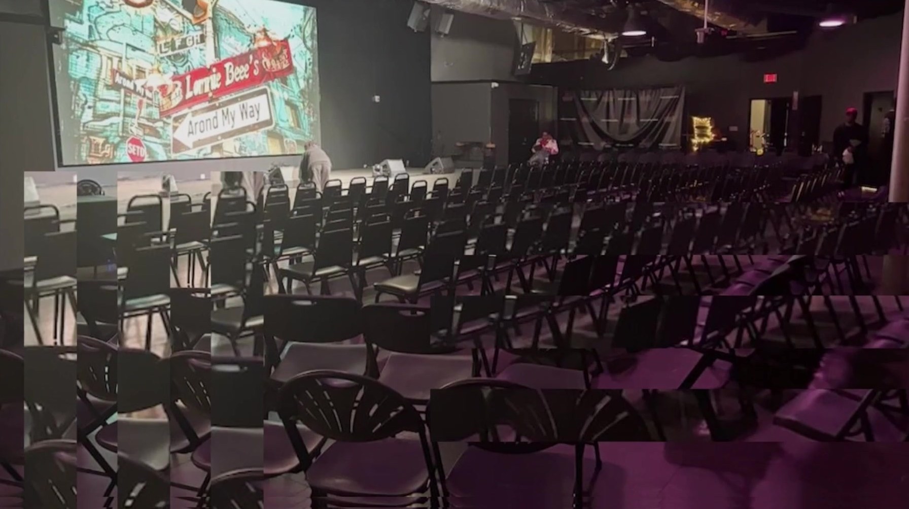 The main room set in rows before a show at La Familia